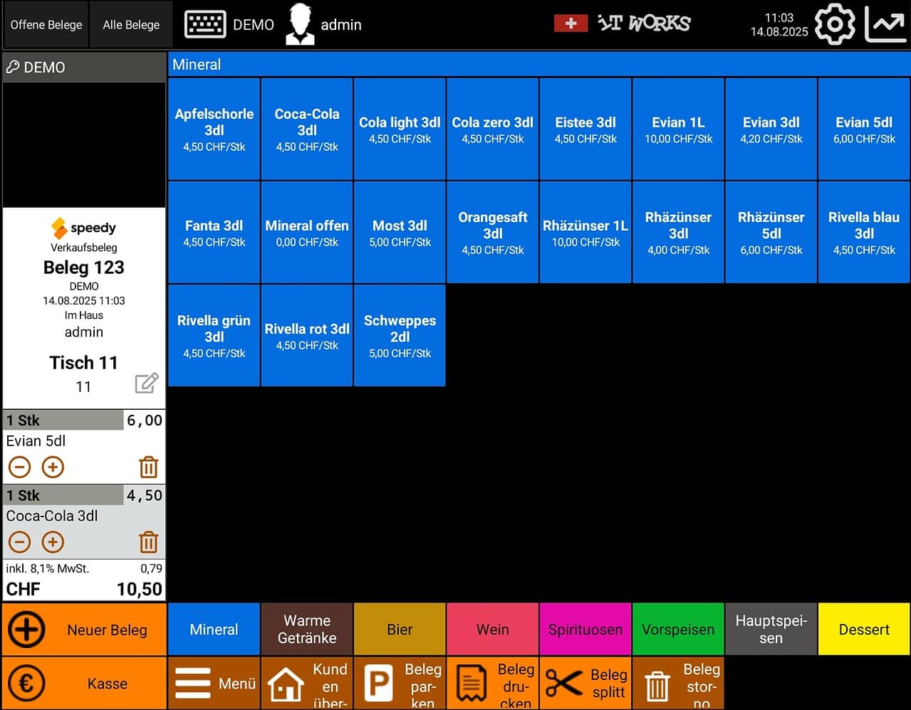 speedy Kasse Bestellung