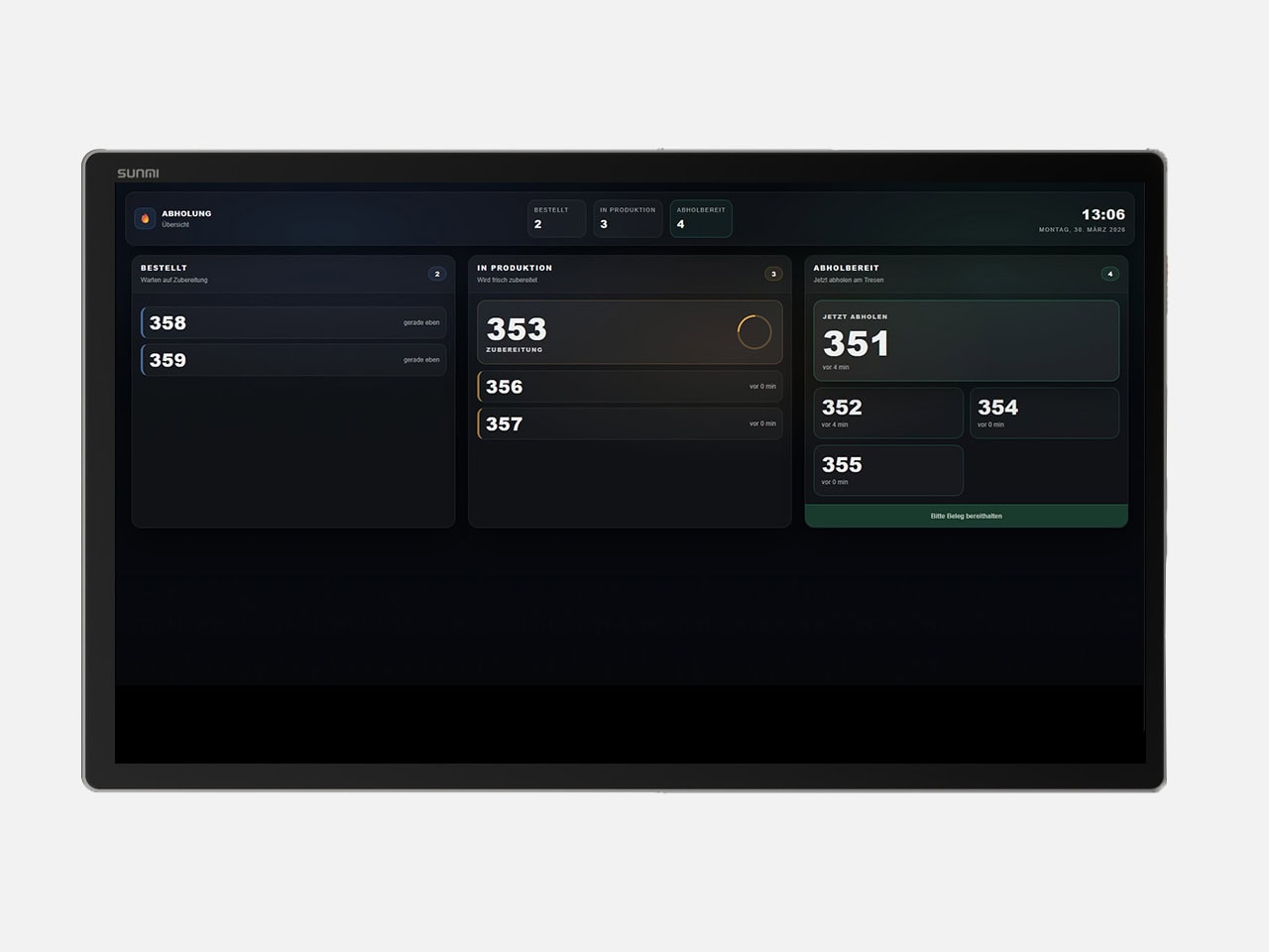 Küchenmonitor Addon Abholmonitor