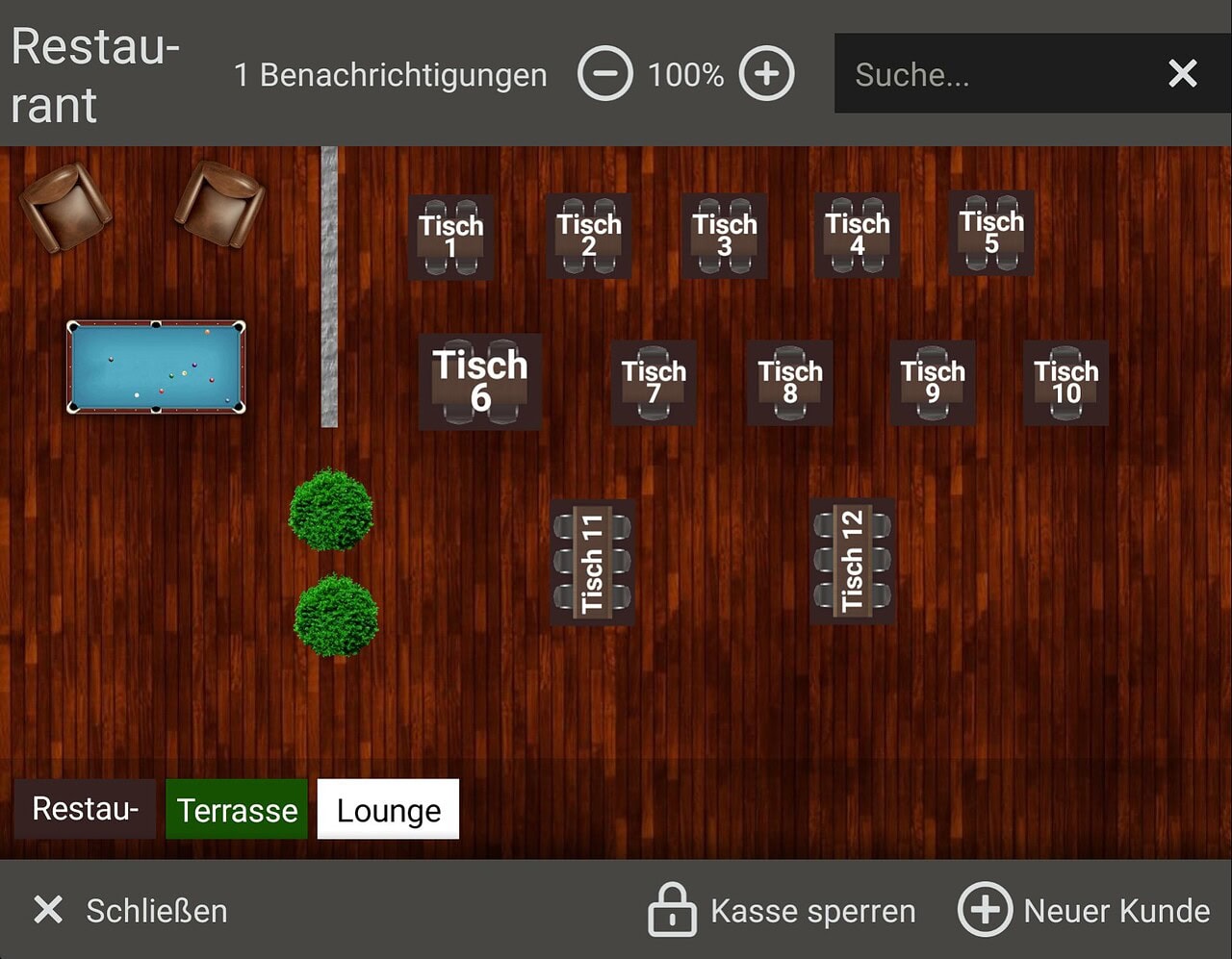 speedy Kasse Tischplan Grafisch